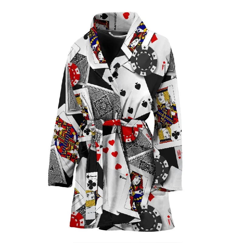 Casino Poker Print Pattern Women Long Robe