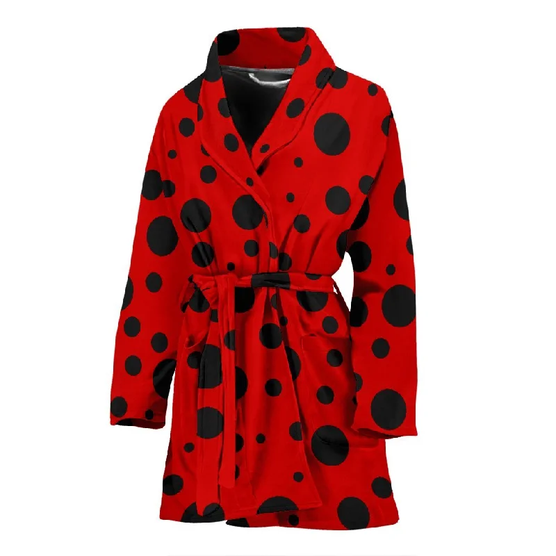 Ladybug Pattern Print Women Long Robe