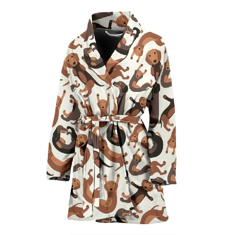 Pattern Print Dachshund Wiener Dog Women Long Robe