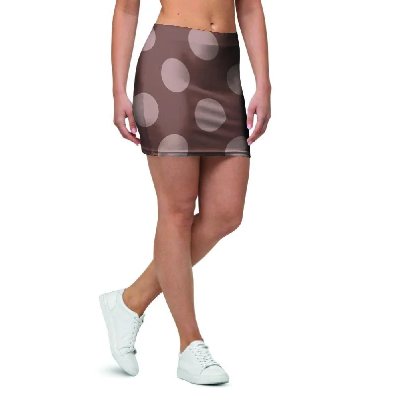 Brown And Tan Polka Dot Mini Skirt