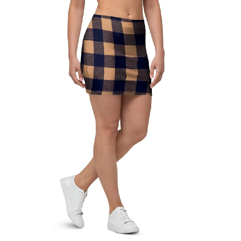 Brown Plaid Mini Skirt