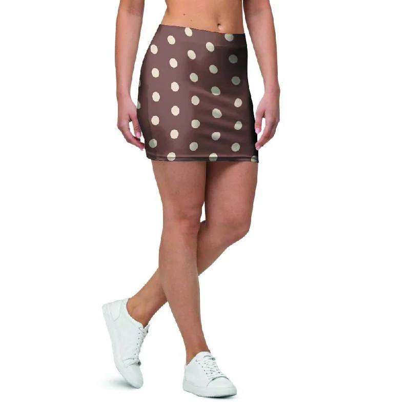 Brown Tiny Polka Dot Mini Skirt