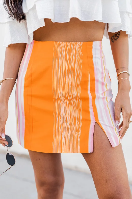 Keep Telling Me Pink and Orange Striped Skirt FINAL SALE