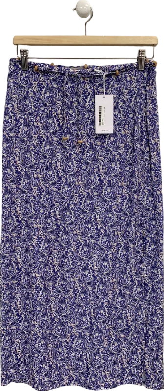 Mango Blue Floral Skirt UK S