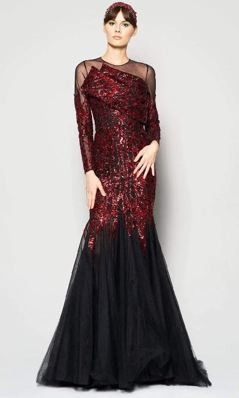 MNM Couture - N0411 Illusion Sequined Trumpet Gown